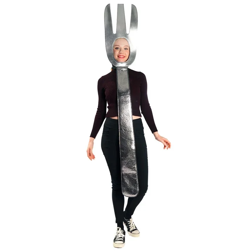 Cosxie Man Adult Spoon Soup Fork Tunic Costume Funny Couples Kitchen Utensil Suits Halloween Cosplay Adult Lover Party Jumpsuit