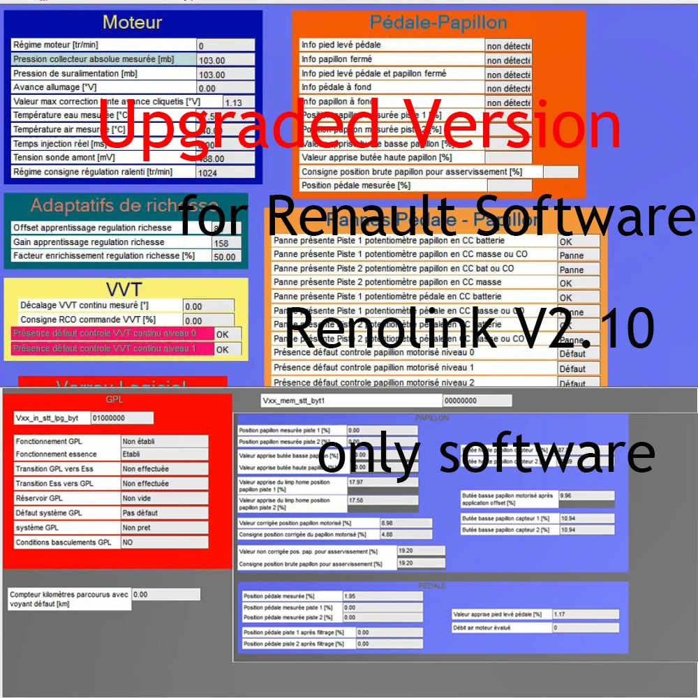 Upgraded Version for Renault Software Renolink V2.10 for Renault Car OBD2 Air-bag Reset Key Coding Auto Tools License Activation