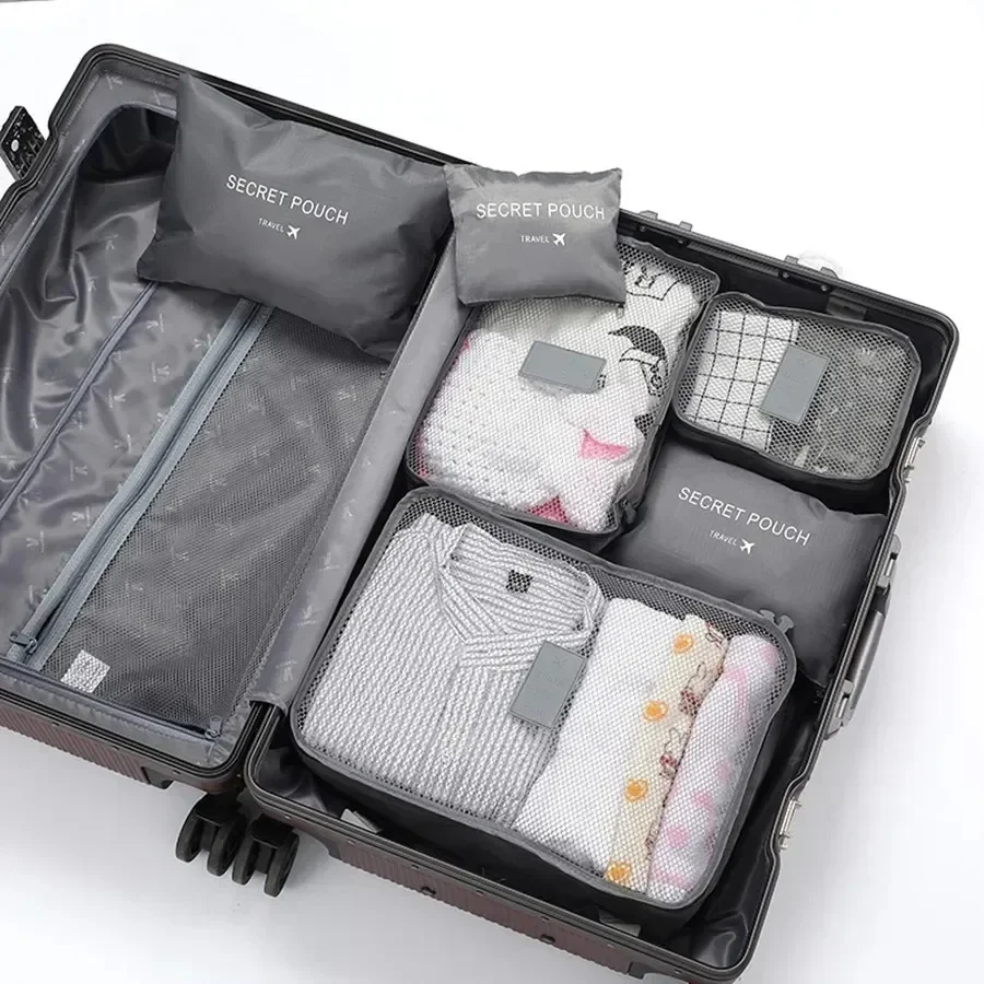 

6Pcs/set Travel Storage Bag Set Portable Luggage Clothes Tidy Organizer Wardrobe Suitcase Pouch Case Shoes Packing Cube Bags