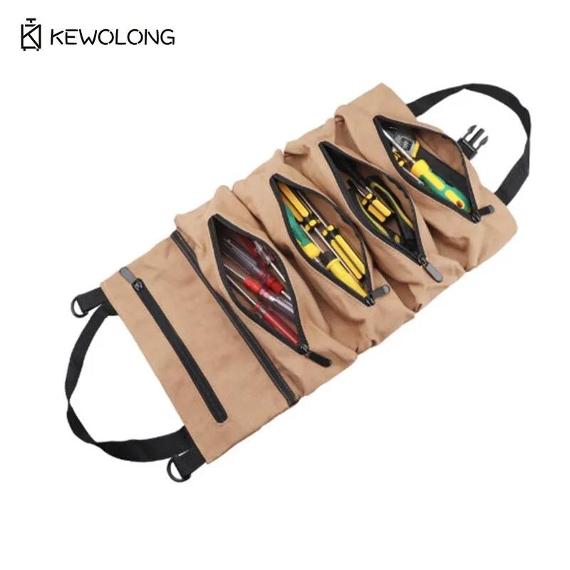 حقيبة أدوات قماشية شديدة التحمل - منظم محمول معلق مع جيوب متعددة للكهربائي والإصلاح #3