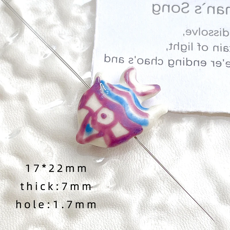 3 Pieces  Vintage Hand-painted Colored Goldfish Ceramic Beads  DIY Charm Manufacturing Jewelry, Necklace Accessories Materials