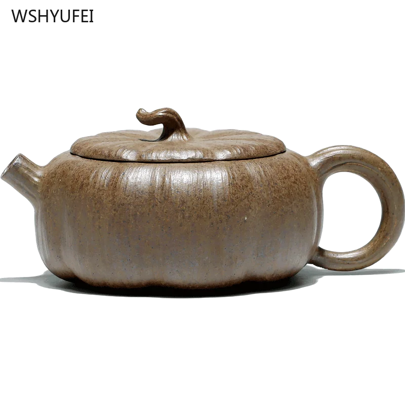 Yixing Purple Clay Pot 140ml teapot Flat pumpkin pot Kung Fu tea set Tea making pot