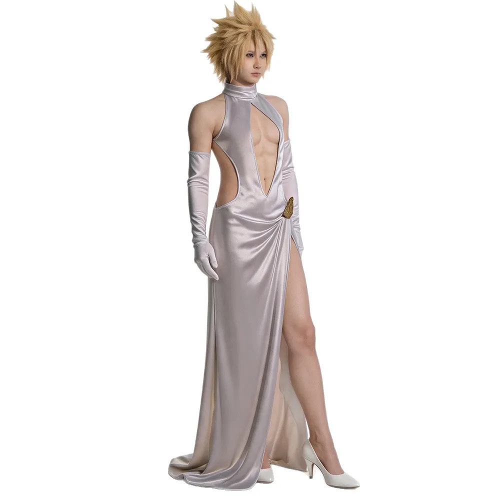 FF7 Cloud Strife Cosplay Fantasy White Dress Anime Game Fantasy of Final VII Men Women Costume Disguise Halloween Female Outfits view 3