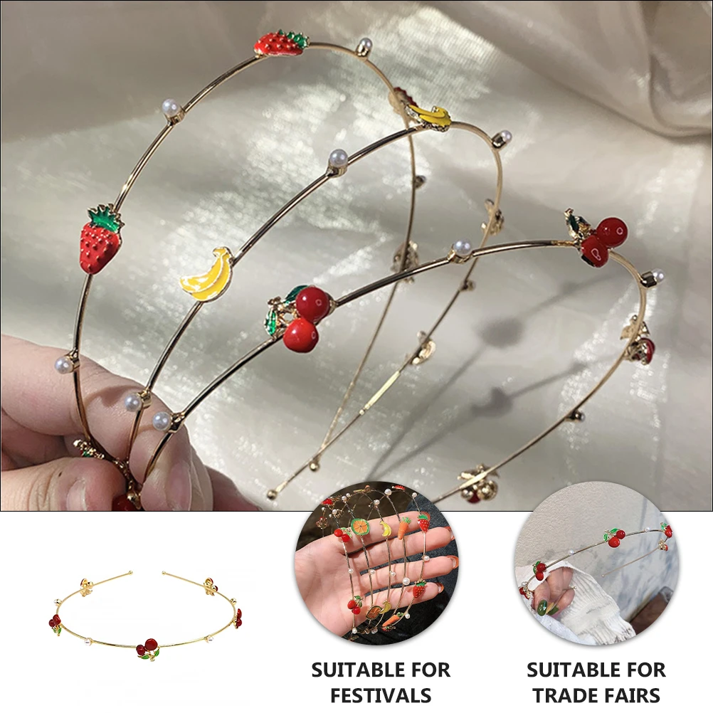 

Hoops Cherry Hairband Head Bands Cute Headbands Pearl Fake Pearls Children's Bridesmaid Fruit