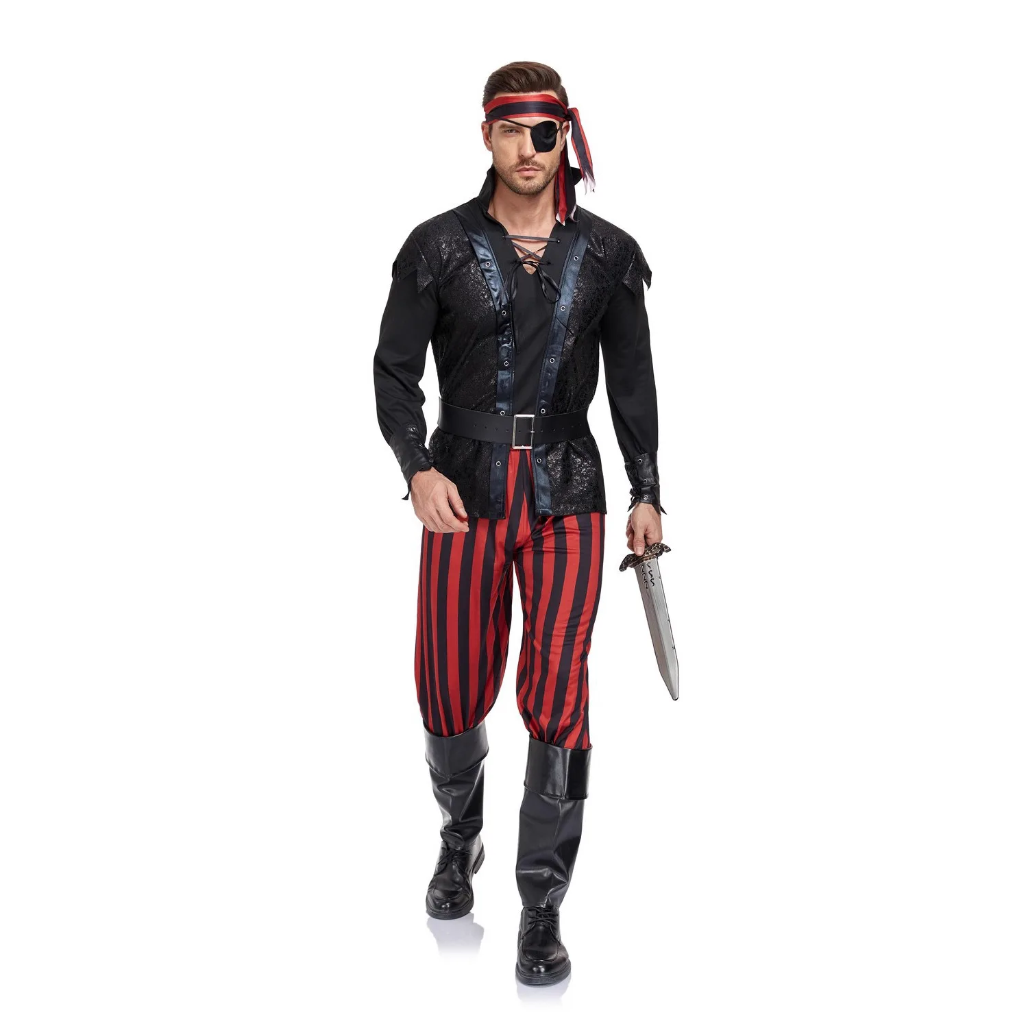 Caribische Piraat Ja Sparrow Cosplay Hoofddoek eup halloween Herenkostuum Stage Performance Kleding Traditioneel Chinees...