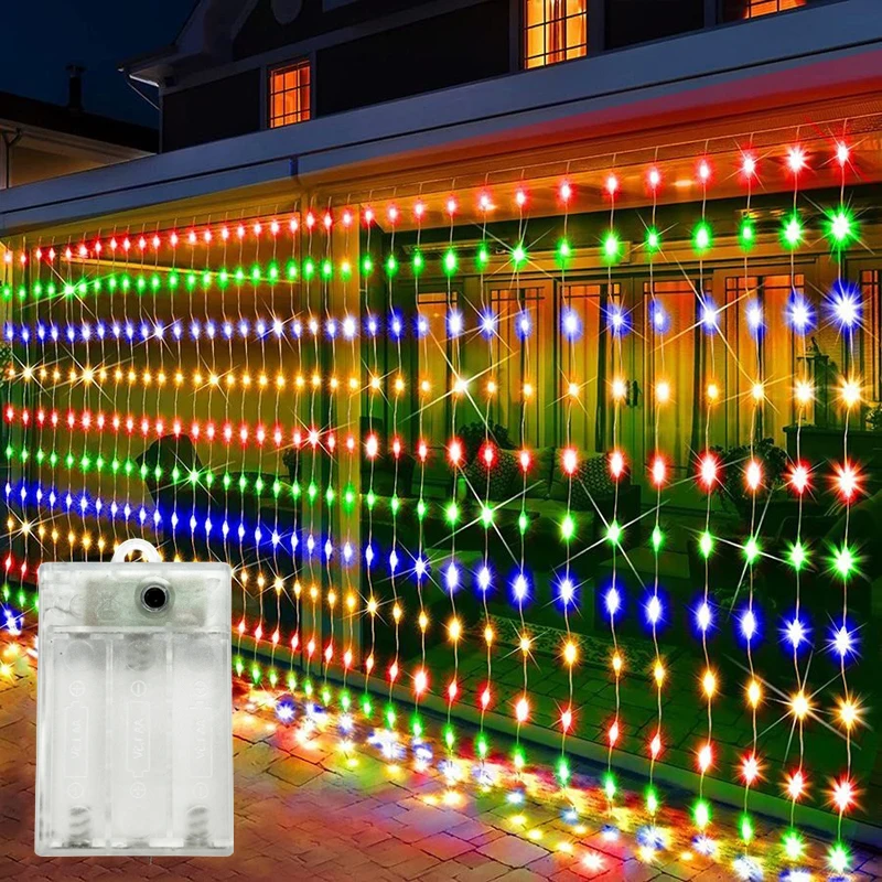 

LED Curtain Light String Wedding Birthday Party Decor Battery Powered Ramadan Decoration for Home Valentine's Day Eid Mubarak