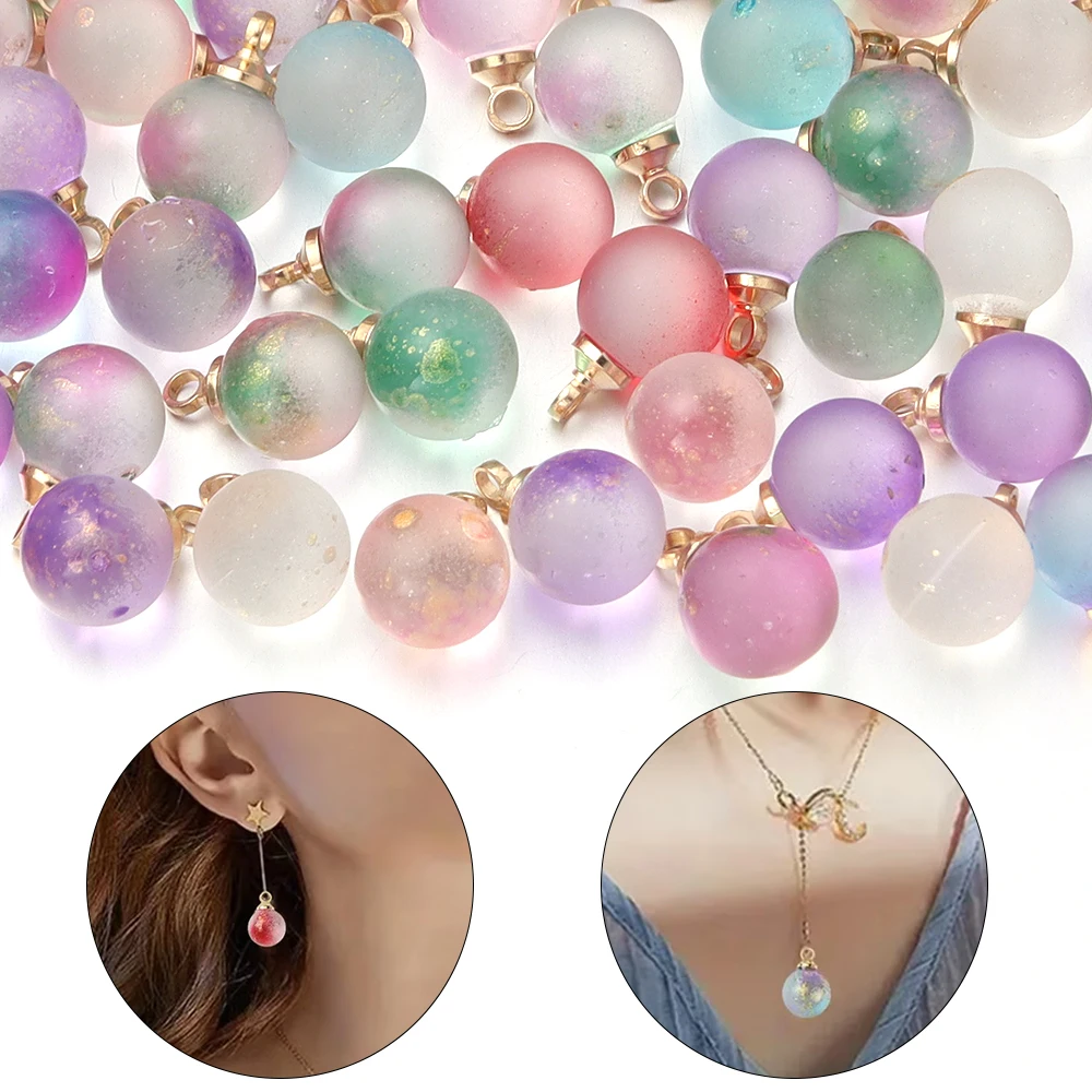 30PCS Glass Gradient  Pendant Gold Powder Ornaments For Jewelry Making DIY Bracelet Earrings Key Chain Necklace Jewelry Making