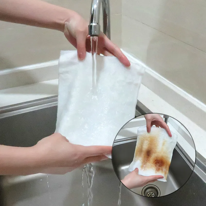 BAER FAMILY 10pcs Eco-friendly Bamboo Fiber Cleaning Cloth Dish Cloths Non-sticky Oil Kitchen Accessories Towel Free Shipping