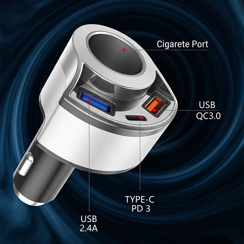 Fast Charging Multi Port Vehicle Power Adapter Car Charger with Cigarette Lighter Splitter Socket Type C Dual USB A  For iPhone view 6
