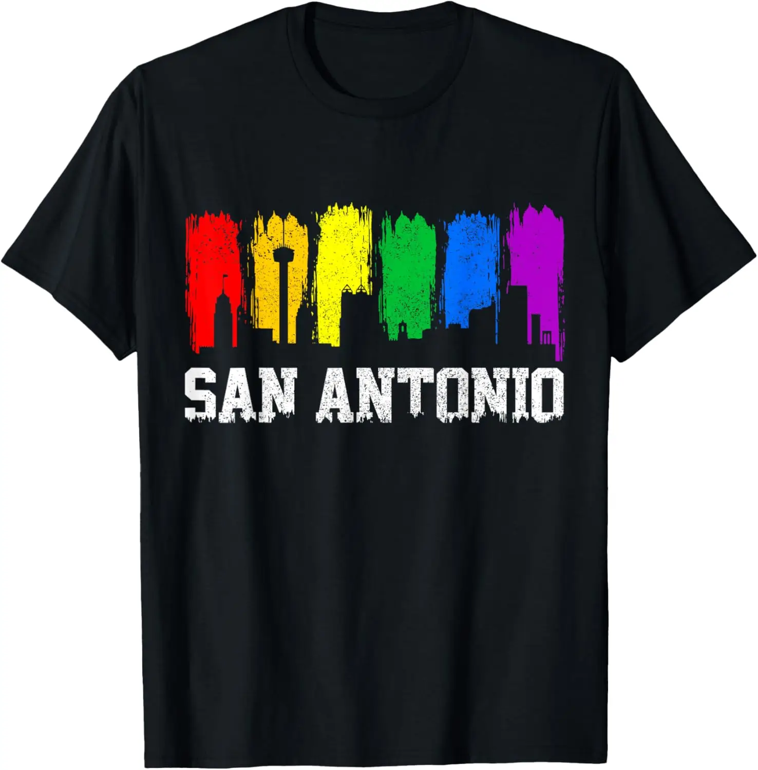 

San Antonio Skyline Texas Rainbow LGBTQ Gay Pride Month T-Shirt