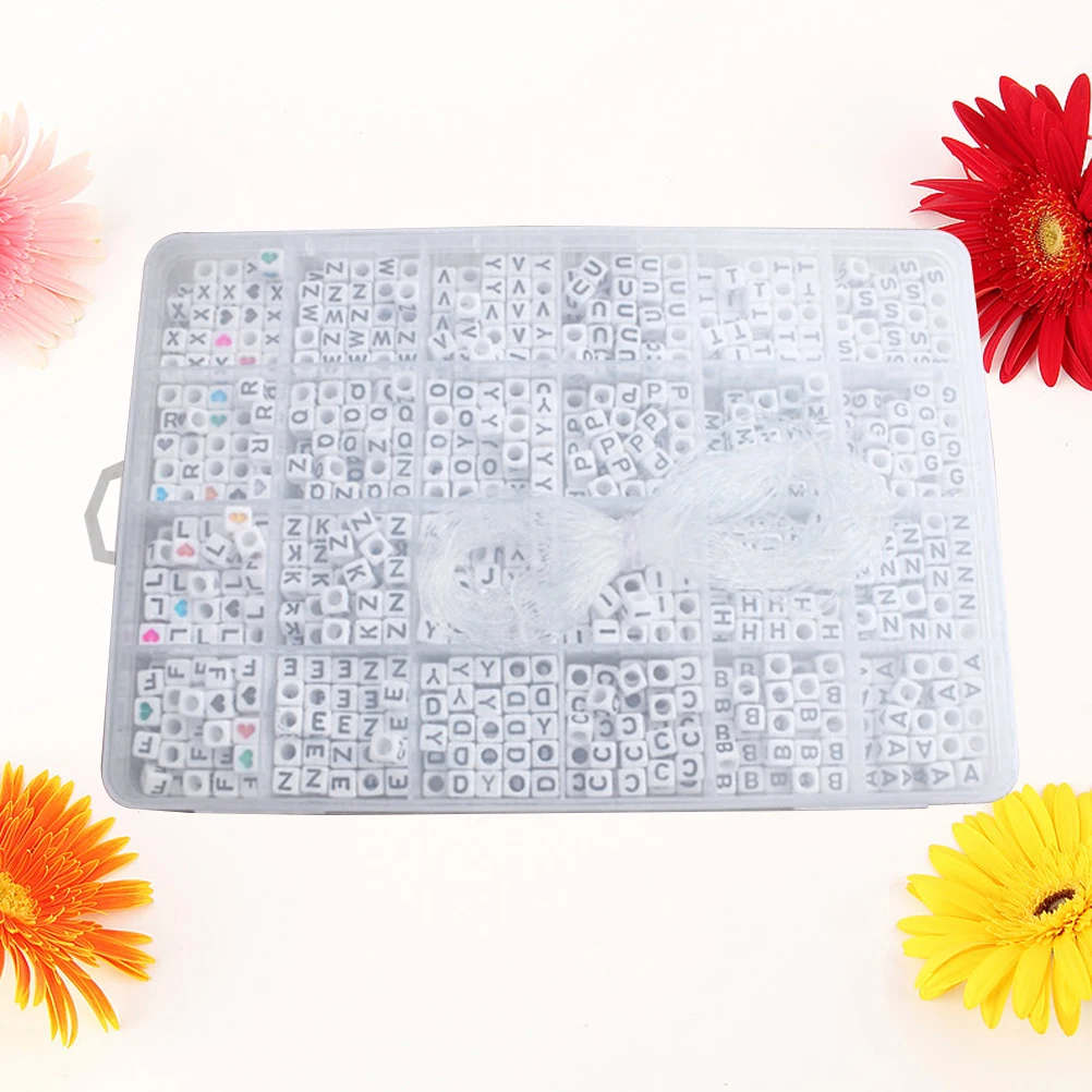 

1200pcs 6Mm Square Acrylic Alphabet Big Hole Cube Letter For Jewelry Making Diy Crafts Bracelets Necklaces Keychains Party Games