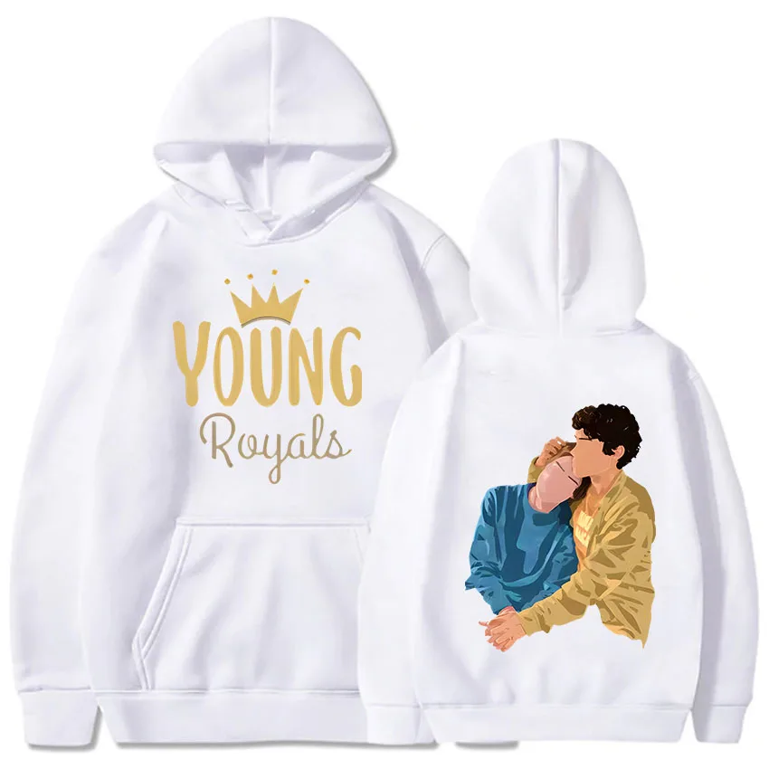 2024 Young Royals Simon And Wilhelm Print Fleece Oversized Hoodies Men Fashion Hip Hop Unisex Essentials Pullovers Hoody Long Sl