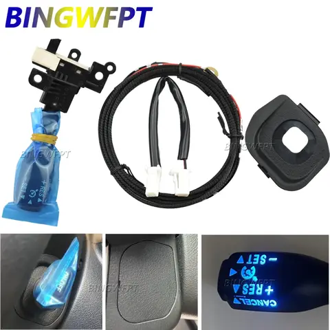 블루 백라이트 크루즈 컨트롤 스위치, 도요타 힐럭스 레보 포츄너 2017-2020 84632-34011 스티어링 휠 커버, 45186-0K120-C0