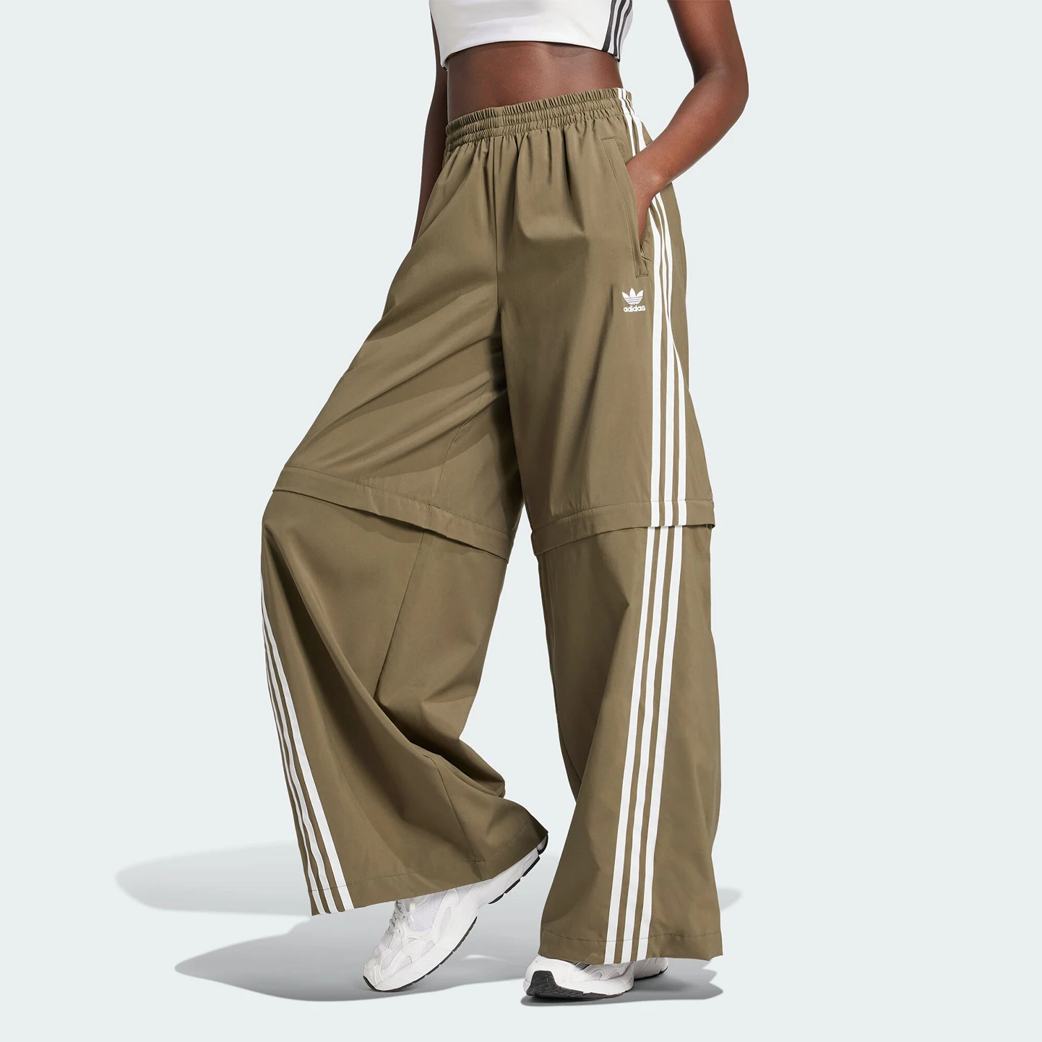

Adidas Official Three Stripes Women's Simple Casual Detachable Long Pants JM9255