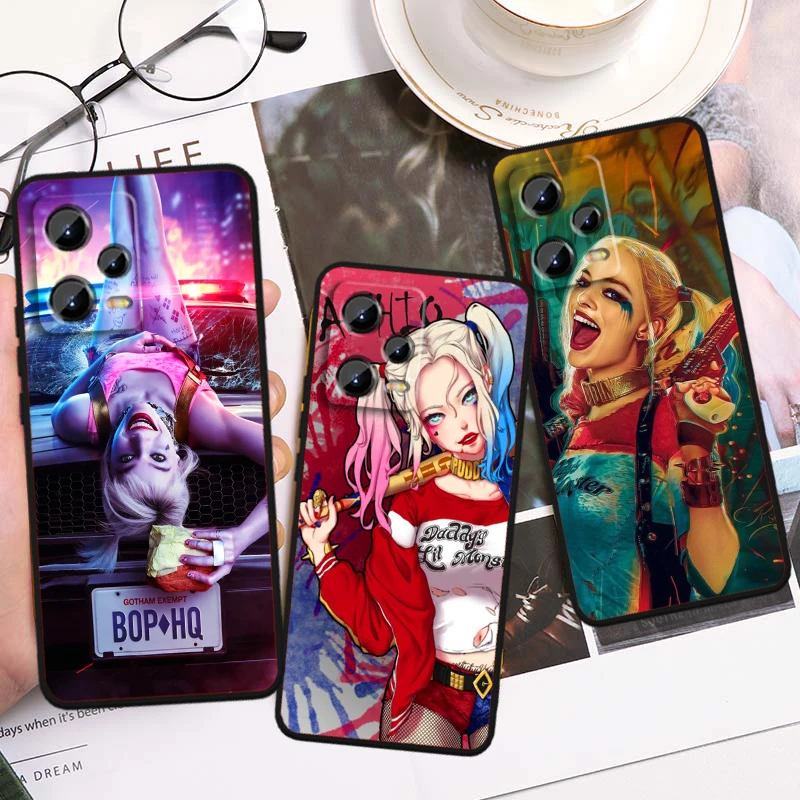 H-Harleys Q-Quinns J-Jokers For Xiaomi Redmi Note 13 12R 12 12S Turbo 11 11T 11S 10 10S Pro Plus 5G Black Funda Phone Case