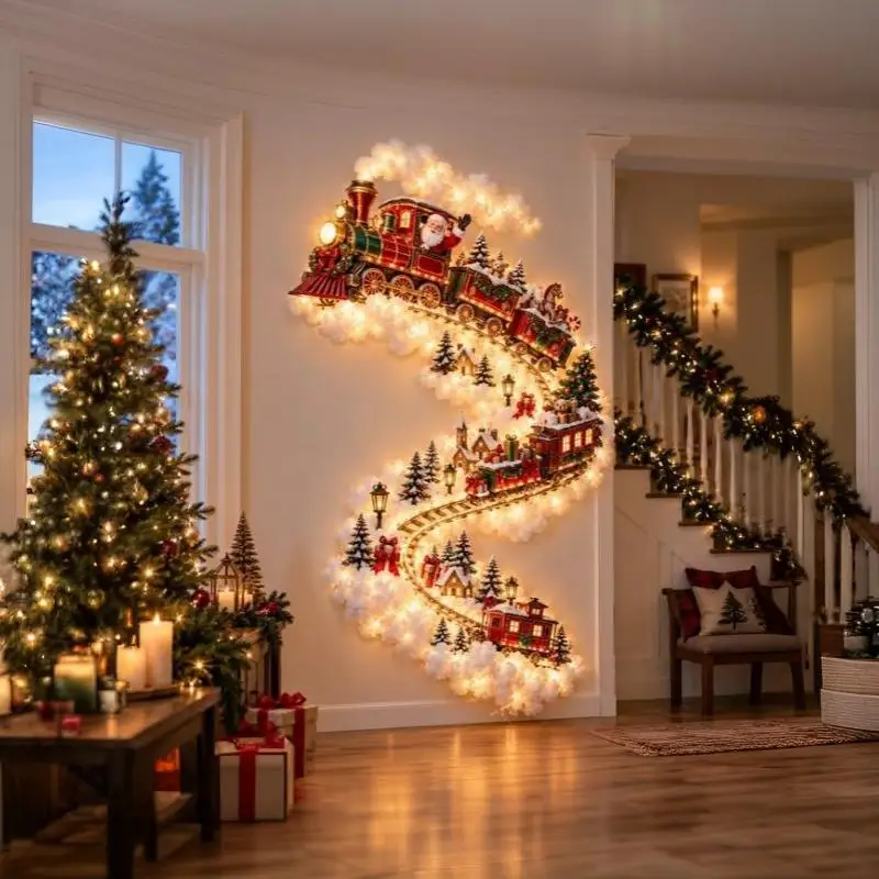 Christmas Magic Trail LED Wall Light Cascading Warm White Glow Timer Function Holiday Decor for Porch Patio Xmas Celebration