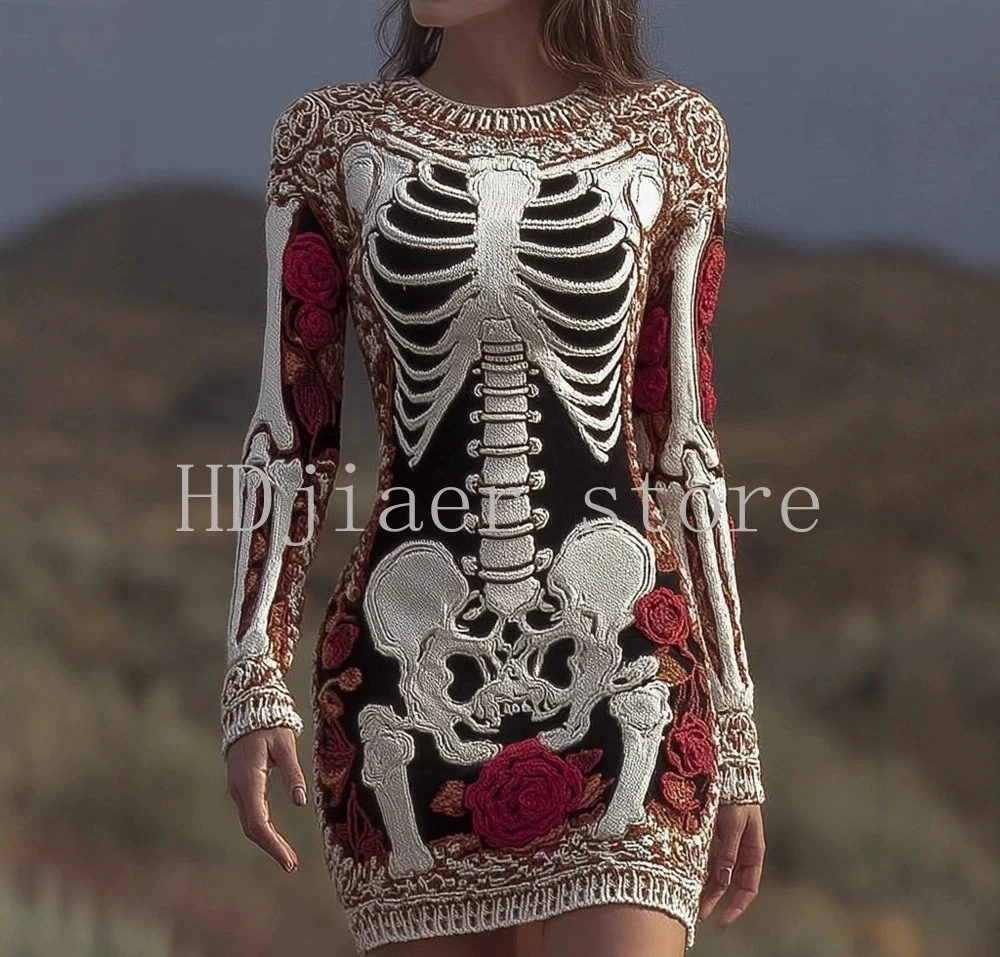 

A must-have for Halloween in Europe and America! 3D digital printed women's clothing, soft-feeling slim-fitting hip-hugging swea