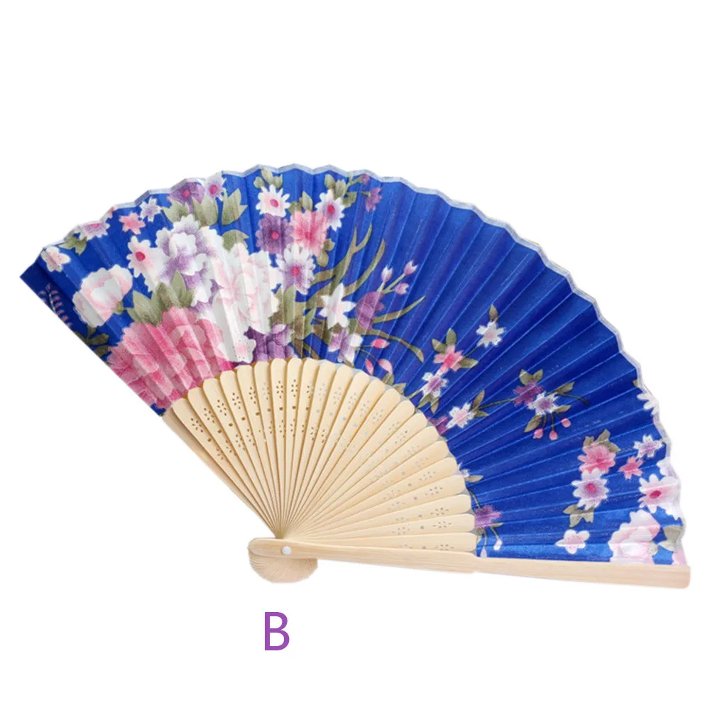 Vintage Sino-Japanese Style Silk Folding Hand Fan-Delicate Floral Print Art Craft, Elegant Gift & Decor for Home, Party & Dance