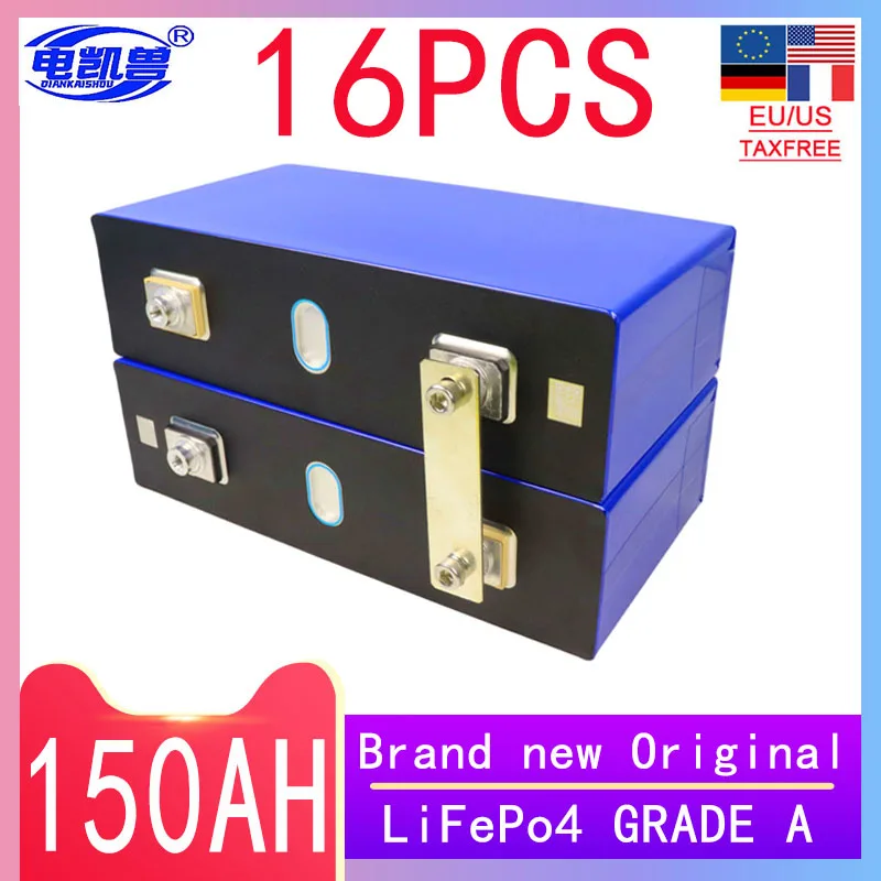 

3.2V 150AH A-grade lifepo4 battery DIY 4s 8s 12v 24V 48V for solar energy storage, long cycle life rechargeable battery