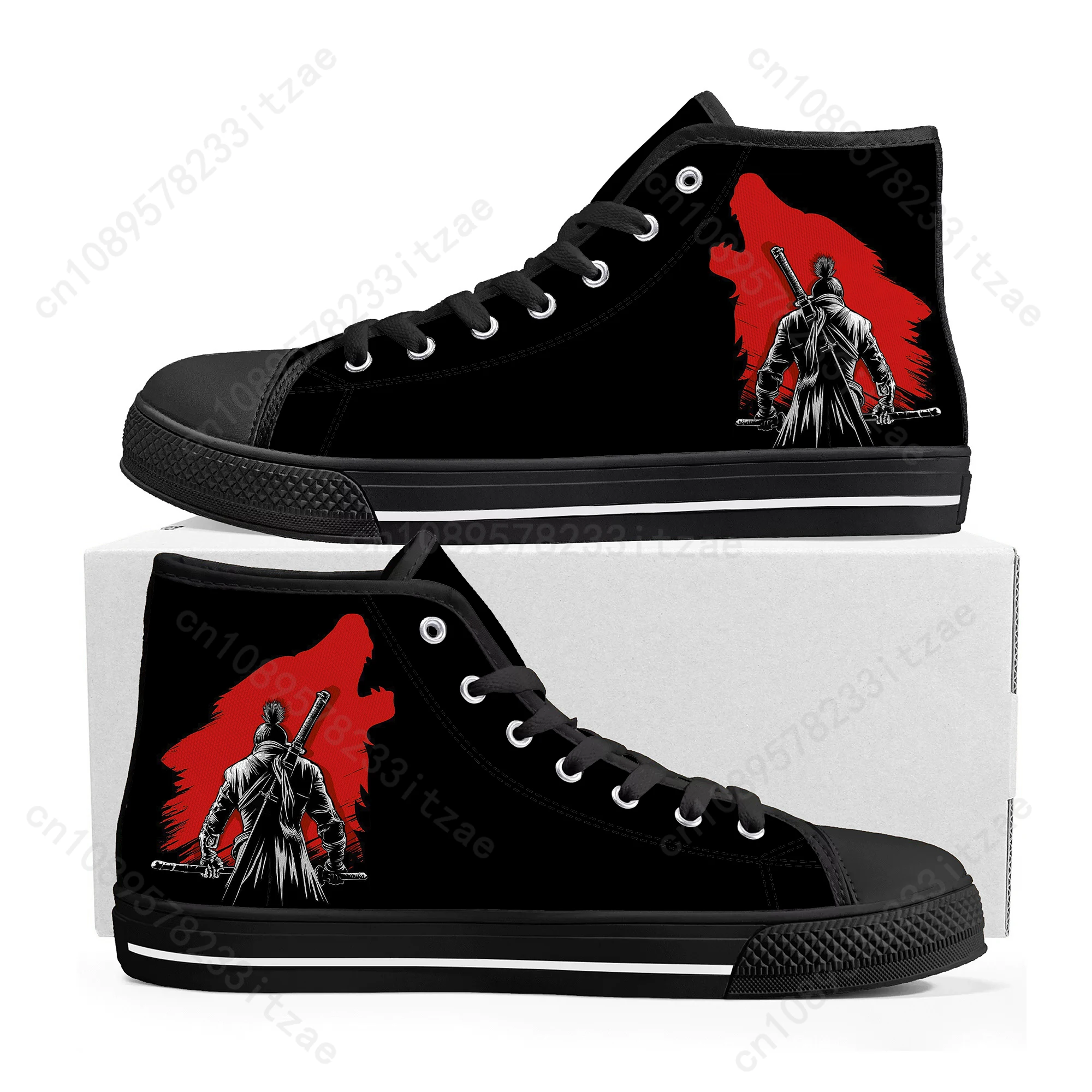 Sekiro wolf tênis de cano alto das mulheres dos homens adolescente tênis de lona de alta qualidade casal sapato casual sapatos personalizados