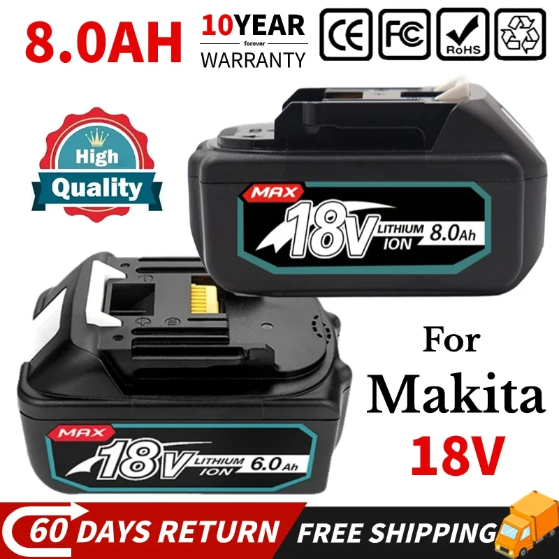 

for Makita 18V 6.0 8.0Ah Rechargeable Battery for Makita Power Tools with LED Li-ion Replacement LXT BL1860 1850 volt 6000mAh