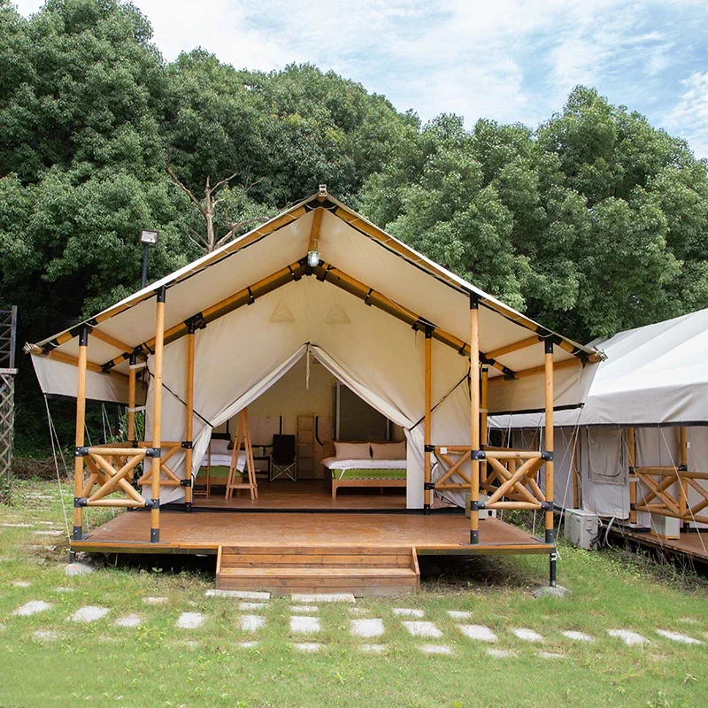 czterosezonowy namiot ślubny na świeżym powietrzu Przyjęcia weselne Imprezy namiot safari luksusowe płótno Resort glamping