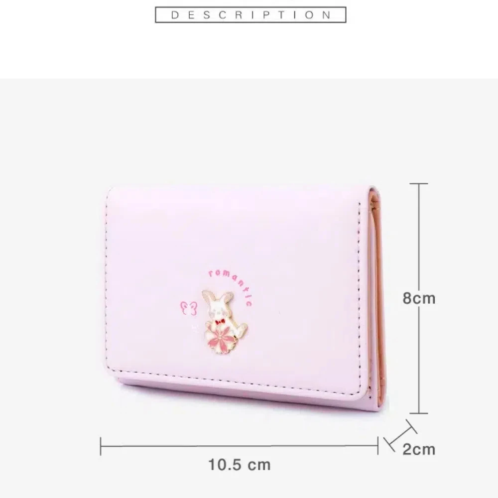 Carteras de conejo lindo de dibujos animados Mini monedero multifuncional PU carteras cortas bolso de tarjeta de mujer