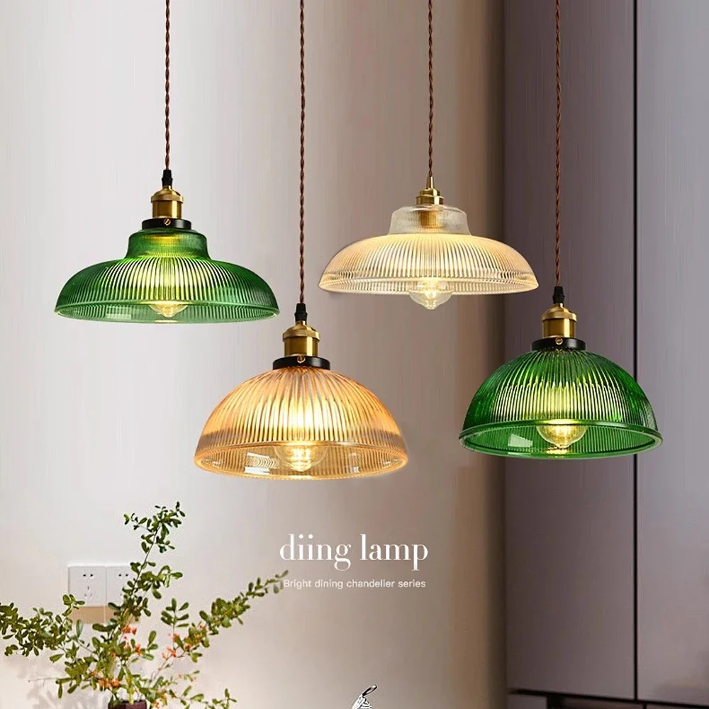 

Nordic Retro Glass Pendant Light Green Hanging Lamp Living Room Luminaire Hall Bedroom Dining Room Indoor Home Decoration Lustre