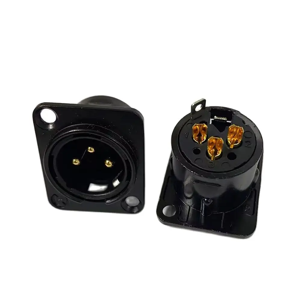 ขั้วต่อ XLR ตัวผู้ตัวเมียคุณภาพสูงปลาย3พินตัวขยายไมโครโฟนปลั๊กตัวแปลงทอง24K เทลลูเรียมทองแดงชุบ