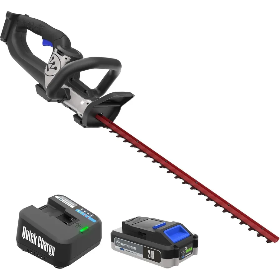 

Аккумуляторный триммер для живой изгороди, 20 В, 22-дюймовые стальные лезвия двойного действия, аккумулятор 2,0 Ач и зарядное устройство в комплекте