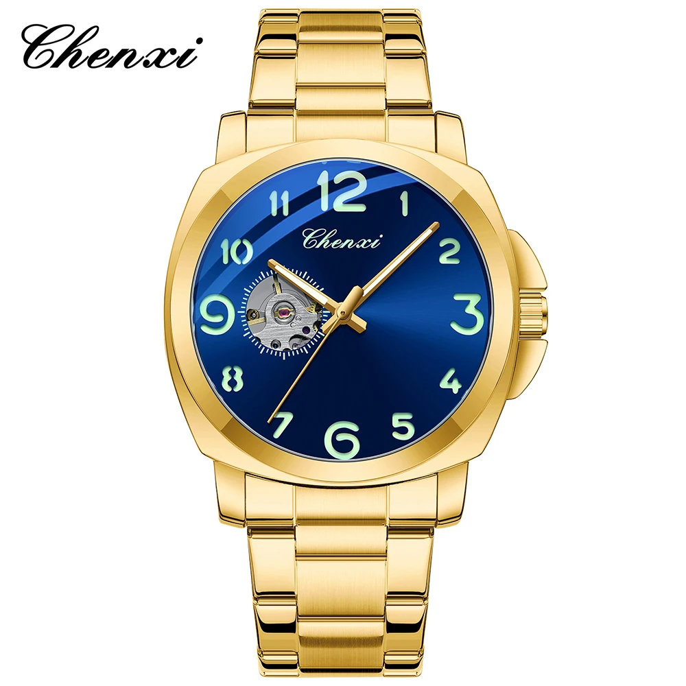 

CHENXI полностью автоматические механические мужские часы деловые мужские наручные часы из нержавеющей стали водонепроницаемые светящиеся мужские часы подарки