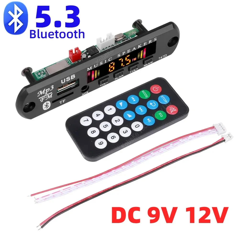 Bluetooth 5.1 MP3 WMA WAV Decoder Board 12V Freisprecheinrichtung 6,5mm Mikrofon USB TF FM Auto Audio Musik Player Lautsprecher Lautstärkeregler