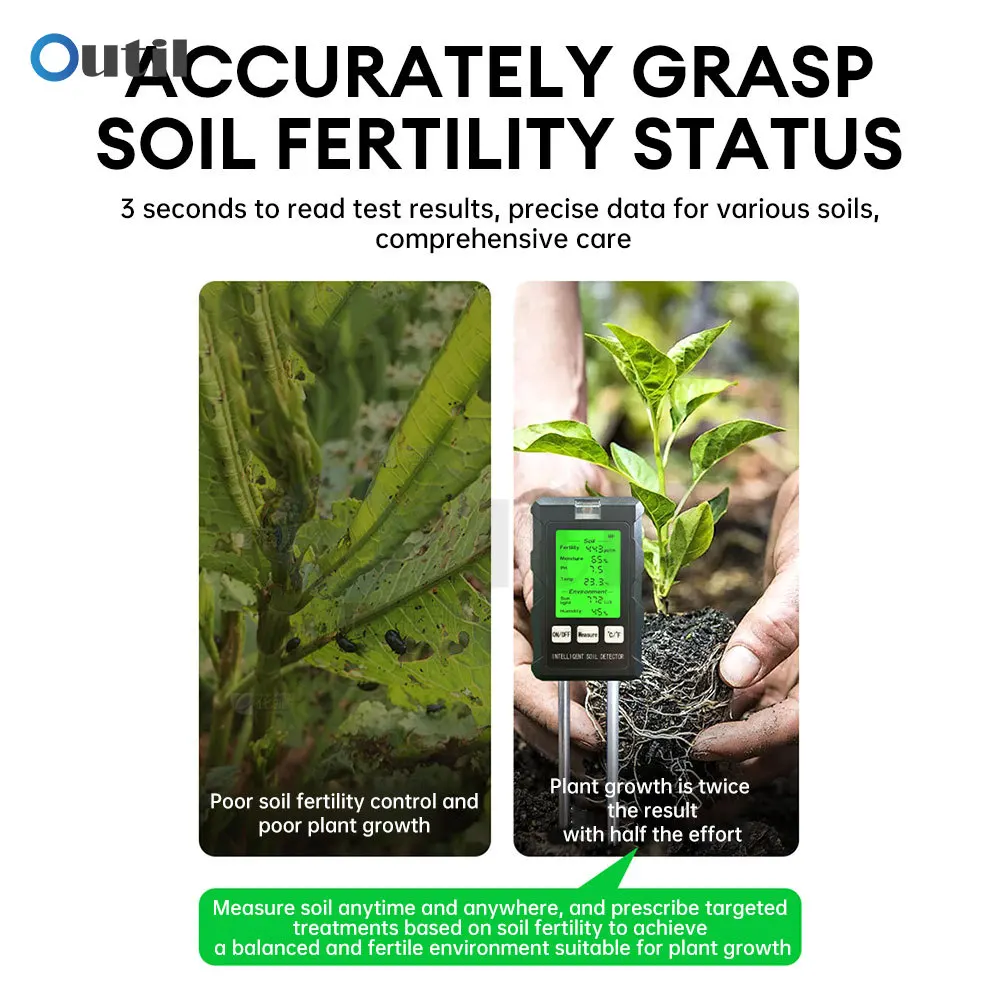 Imagem -05 - Precisão Umidade Fertilidade Tester Solo ph Temp Luz Solar Jardinagem Doméstica Bonsai Ferramenta de Plantio em Alta