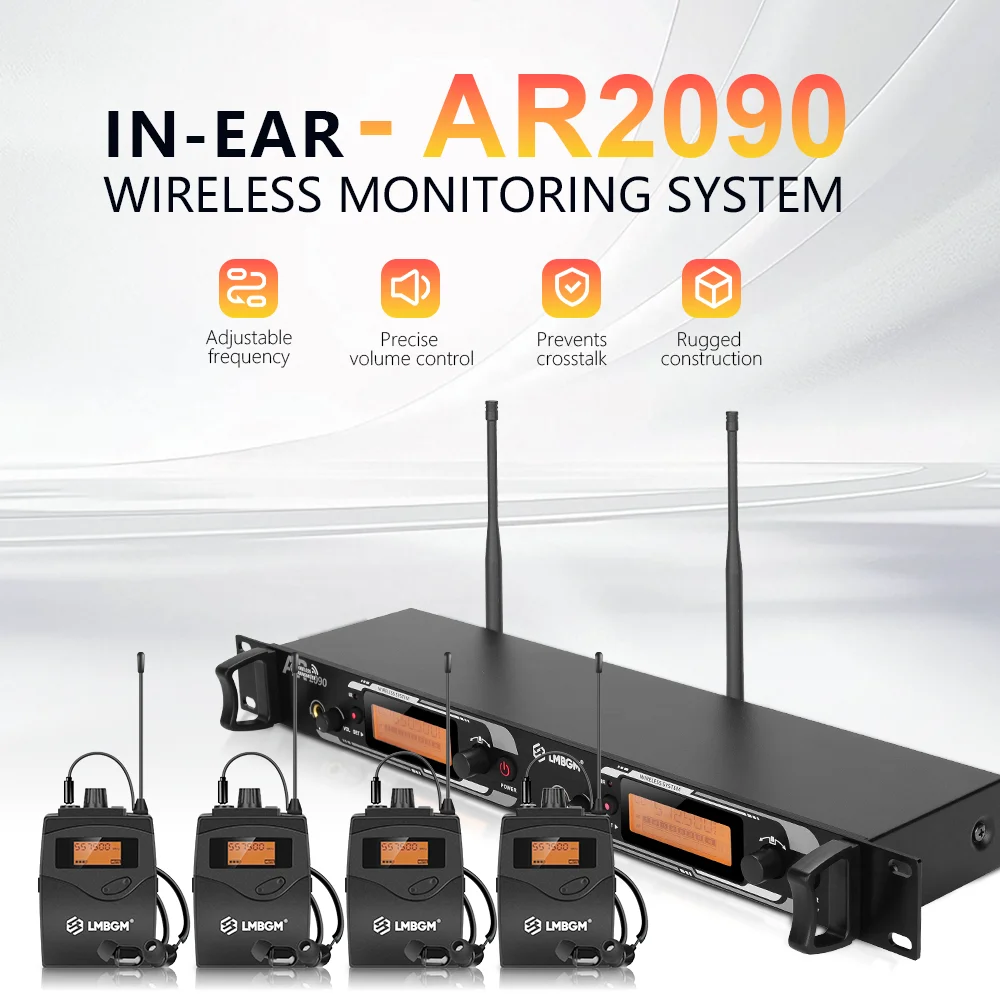 

LMBGM AR2090 UHF двухканальная беспроводная система мониторинга ушей подходит для студий записи диапазона сцены, мониторинга музыкантов