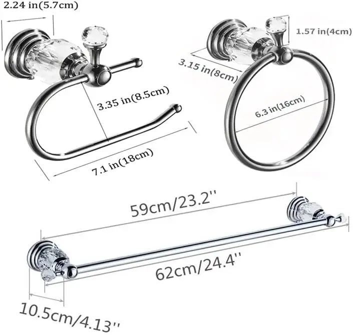 Bathroom Accessories Chrome 24 Inch Towel Bar Set Polished Brass Toilet Paper Holder Towel Ring Bathroom Hardware 3 Pieces