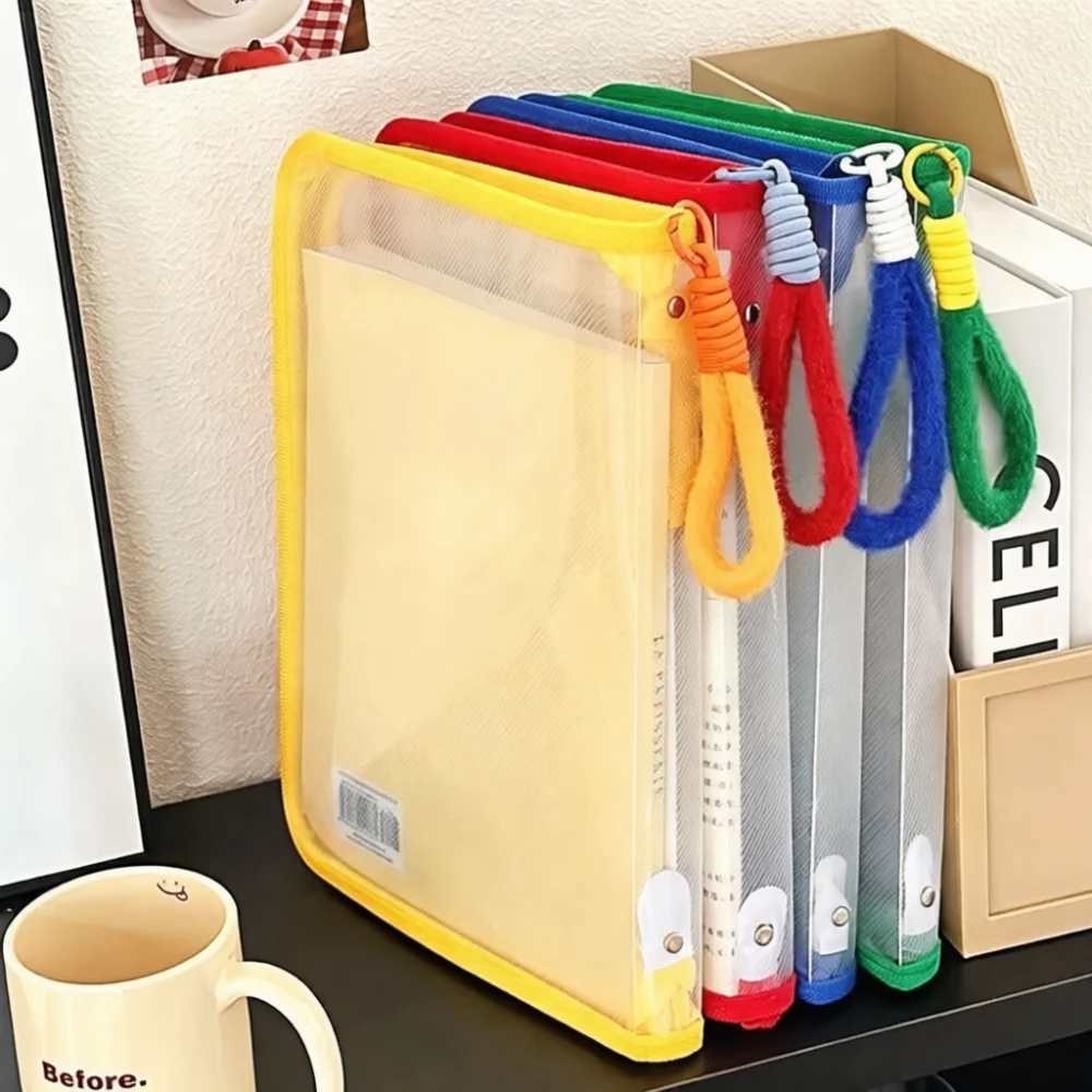 Transparent File Bag A4 Size Zipper Folder Portable Organizer Academic Paper Storage Pouch For University School Office Use