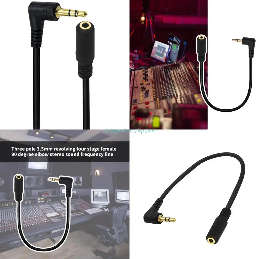 E74D Compactly 90Degree Stereo Audios Cable 3.5mm TRS to TRRS Audios Adapter Cable