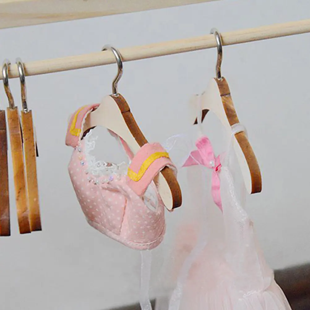 

12Pcs Mini Hangers Smooth Polished Wood Clothes Rack for Shirts Skirts Outfits Holder Kids Room Organization Toy Clothes Hangers