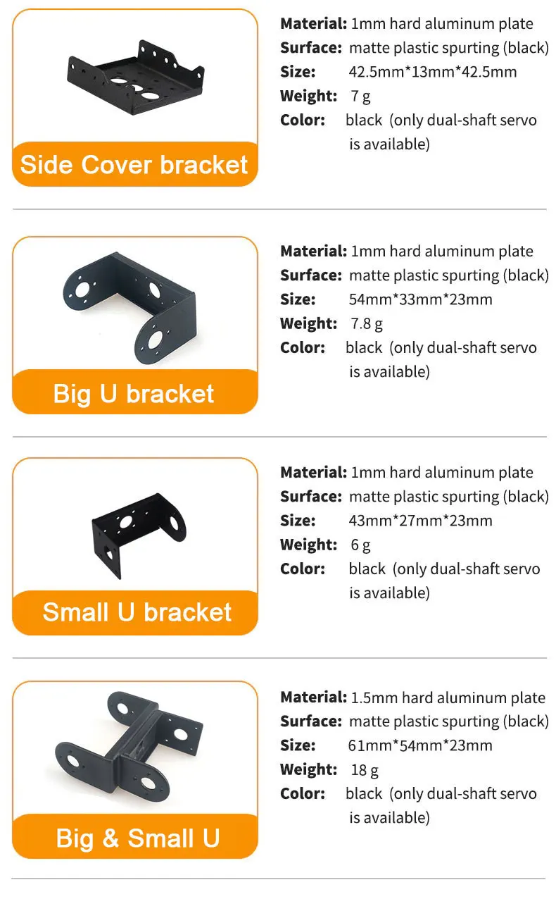 1 PC Metal Servo Bracket for LDX-227 LDX-218 LD-220MG LD-2015 LX-224 LX-824 LX224HV LX-824HV LX-225 Double-shaft Bus Servo