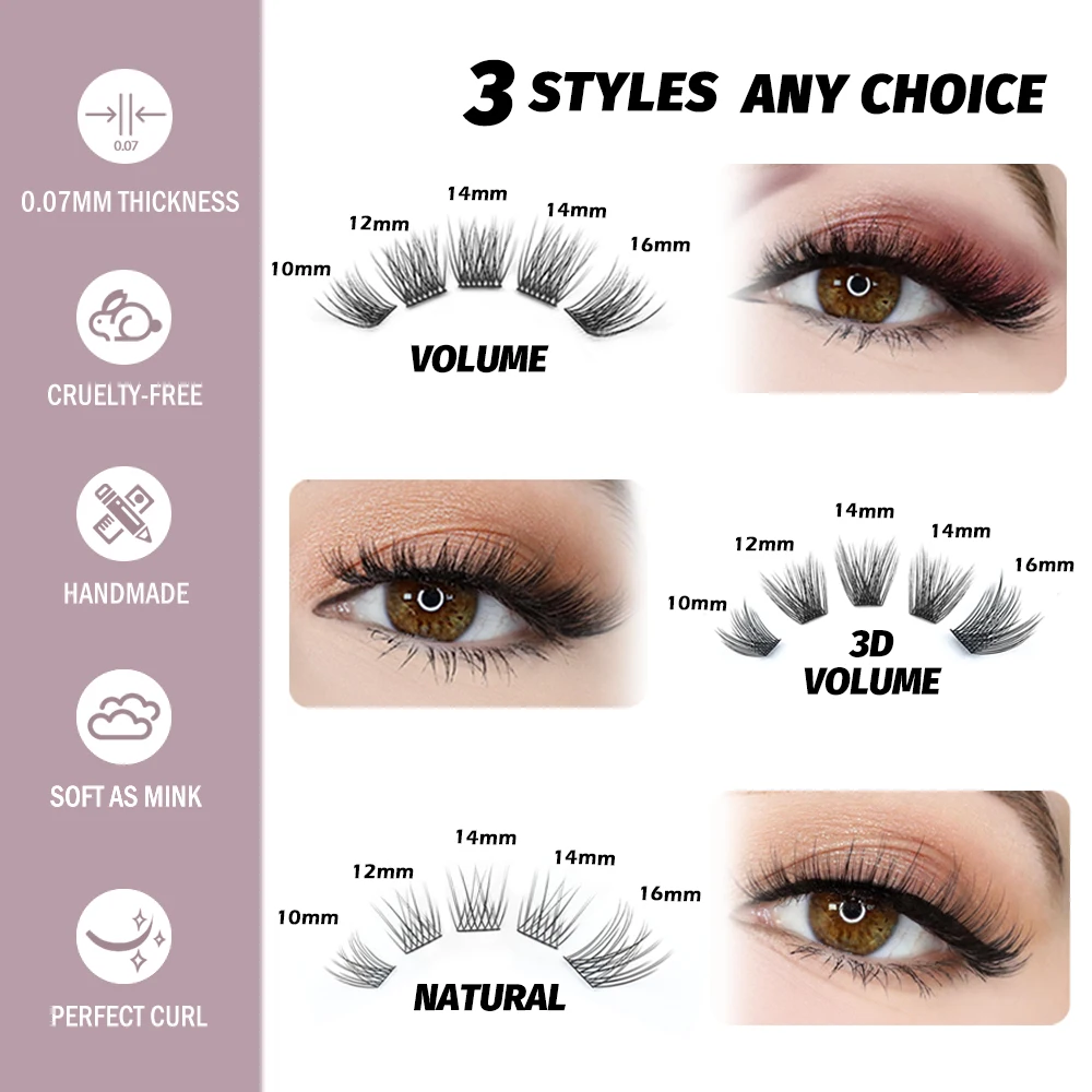 FinyDreamy DIY 240 Clusters Eyelash D Curl 3D Volume Thick Individual Lashes Wispy Fluffy Segmented Bundles Cils Supplier