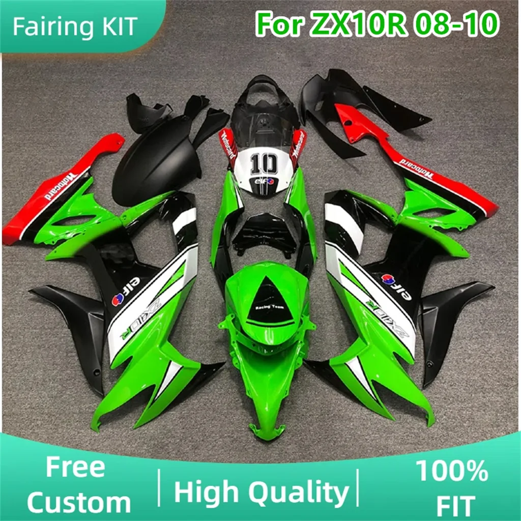 For Kawasaki 2008 2009 2010 ZX-10R 08 09 10 ZX10R ZX 10R New ABS Plastic Kit High Quality Motorcycle Fairings Set Free Custom