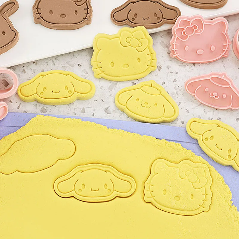 Juego de cortadores de galletas de dibujos animados de Hello Kitty Sanrio figura bonita Kuromi Cinnamoroll molde de postre de modelado herramientas