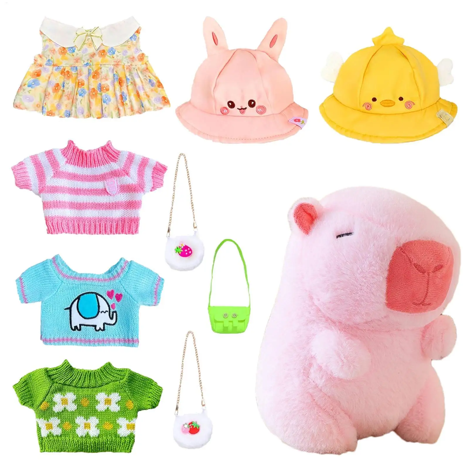 23cm Capybara Plush Toy Kids Ultra Soft Dress up Dolls with Clothes and Accessories Animal Plushies for Kids Birthday Gift