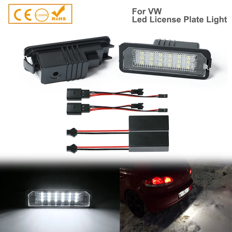 

2Pcs 12V LED Licence Number Plate Light CAN-Bus Error Free 3D0943021A For Golf V For EOS For Passat For Skoda For Sedan For SEAT