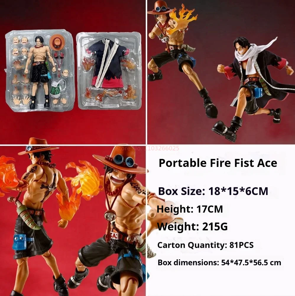 Soul Limited Fire Fist Ace Top War One Piece Joint Mobile Yan Imperor Abiti reali Modello di bambola da tavolo Ornamento anime fatto a mano