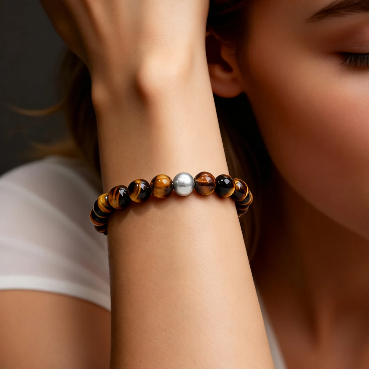 925 فضة سبحة صلاة الحجر الطبيعي حبة سوار جمشت الأبيض كريستال الحجر البركاني الروحي شفاء مجوهرات Gif