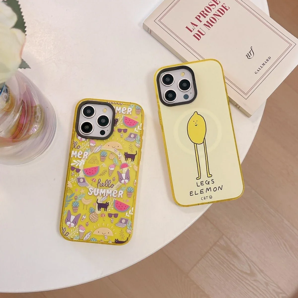 Creative Funny Lemons Yellow 2.5 Acrylic Magnetic Phone Case Cover for IPhone 12 13 14 15 Pro Max Case