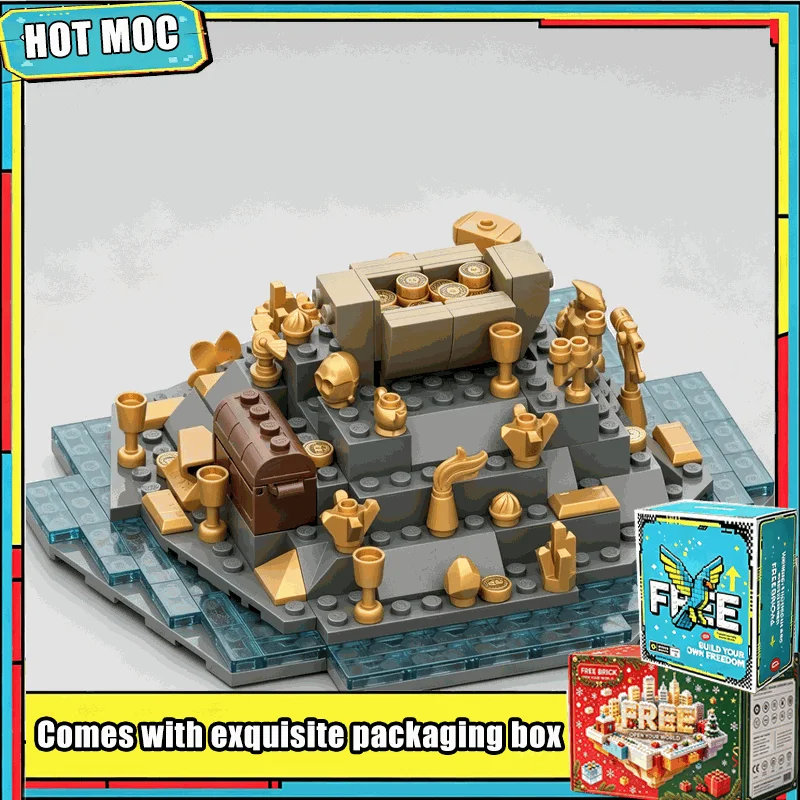 236 Parts Pirate Treasure Island Gold Coins Building Blocks Model Custom DIY Assembly Creative Educational Toy Gifts Collection