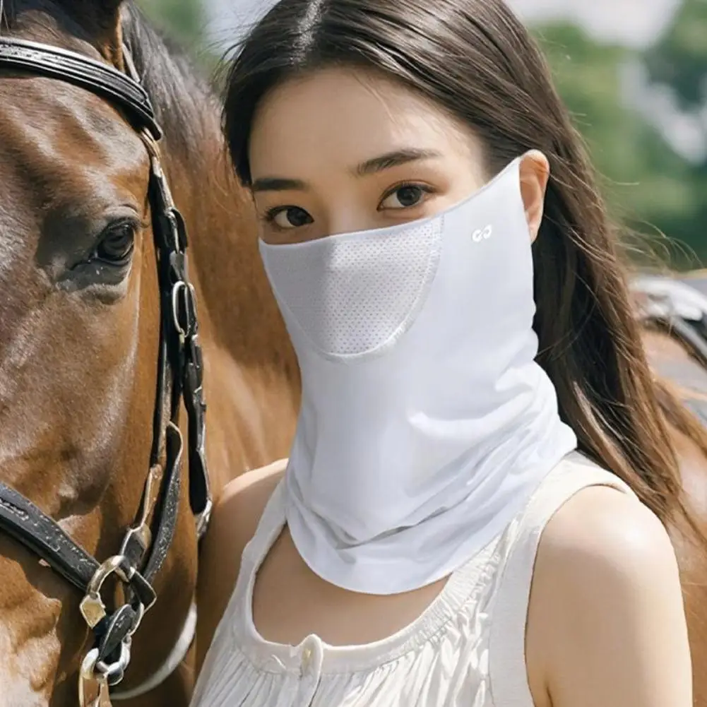 

Ice Silk Sunscreen Mask UV Protection Mesh Breathable Comfortable Ear-hanging Neck Scarf Face Mask For Outdoor Cycling Runn F6X7