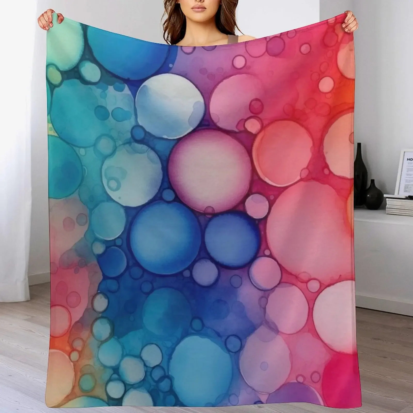 

Rainbow Bubbles Throw Blanket Shaggy Large Flannel Fabric Luxury Throw Blankets